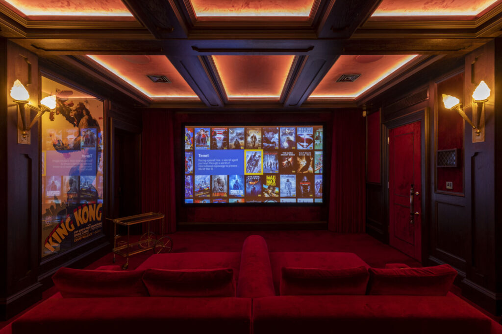 A cinema room with velvet seats and a movie screen is one of the finalists.